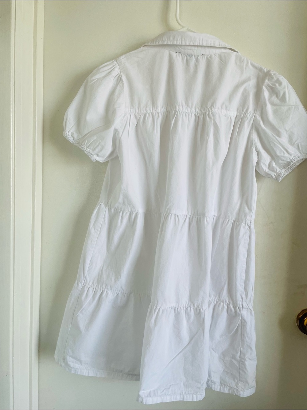 Derek Heart White Button-Front Puff Sleeve Mini Blouse Dress - Picture 4 of 6